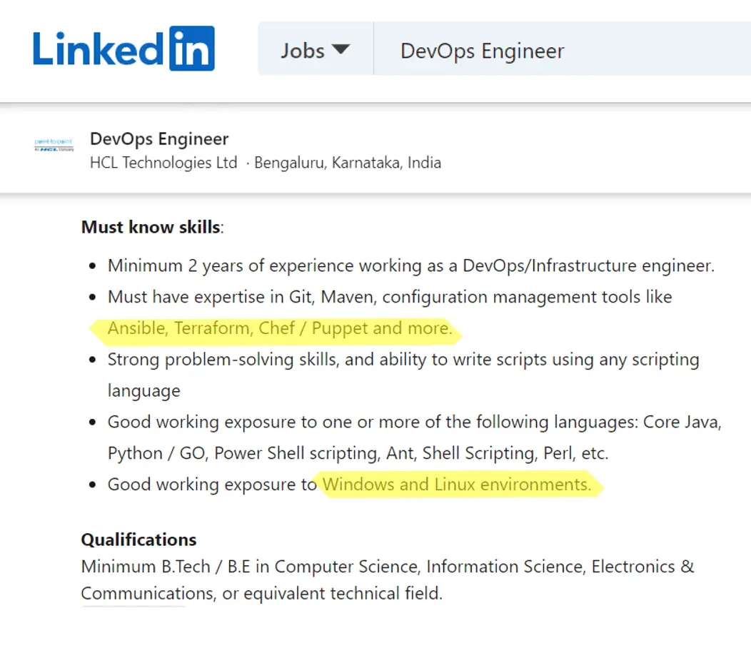 DevOps Engineer- HCL Technologies