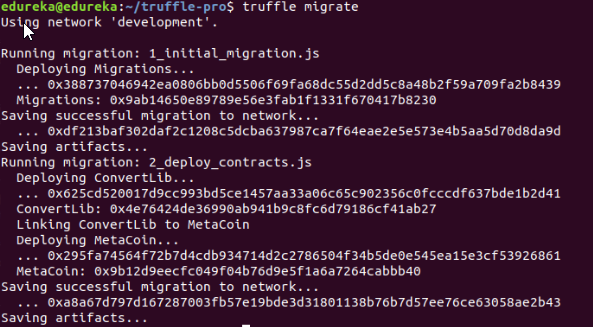 truffle migrate - Truffle Ethereum tutorial - Edureka