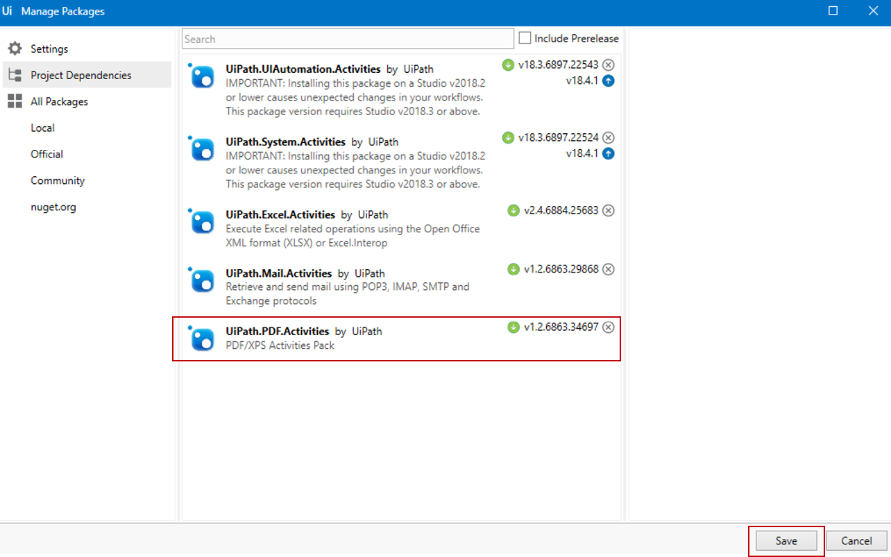 Manage Packages - UiPath PDF Data Extraction - Edureka