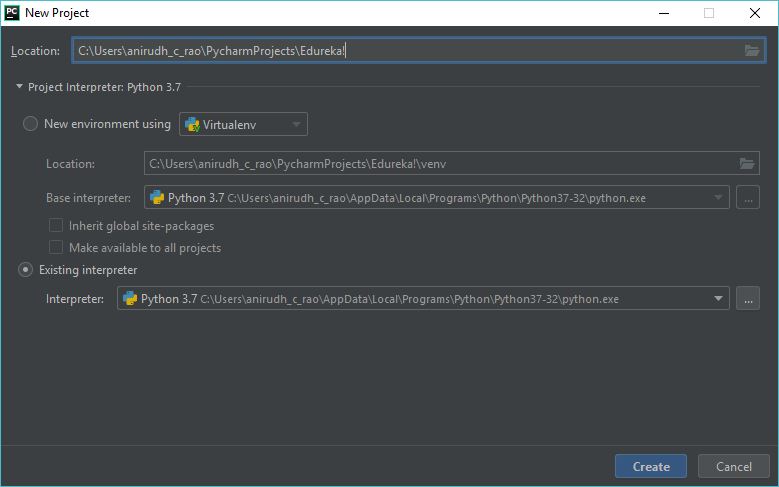 Pycharm project creation - Pycharm tutorial - Edureka