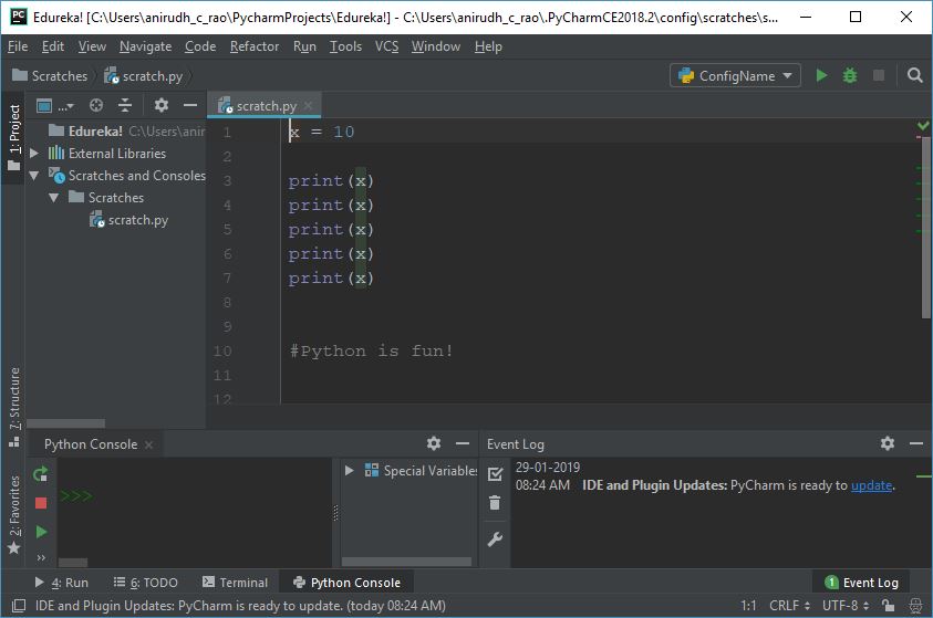 Refactoring - Pycharm tutorial - Edureka