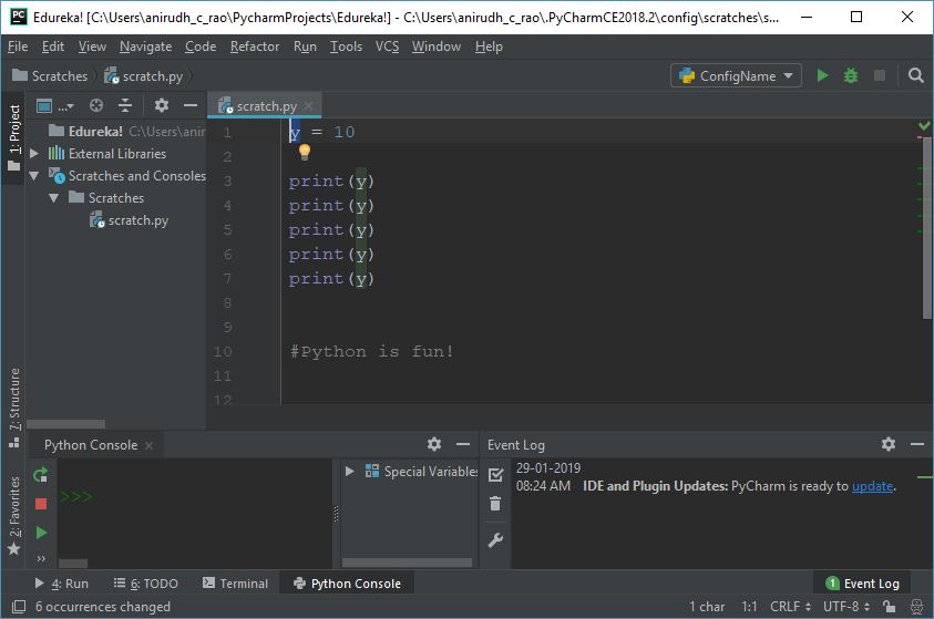 Refactoring - Pycharm tutorial - Edureka