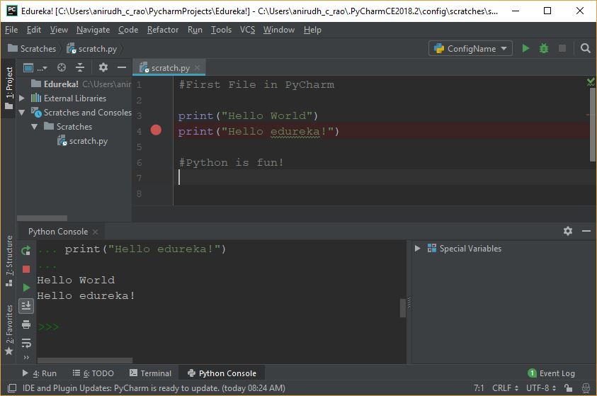 Pycharm debugging - Pycharm tutorial - Edureka