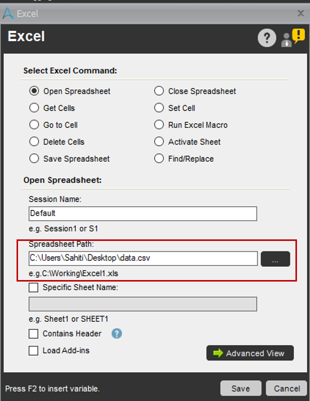 Choose Destination Excel File - RPA Automation Anywhere - Edureka