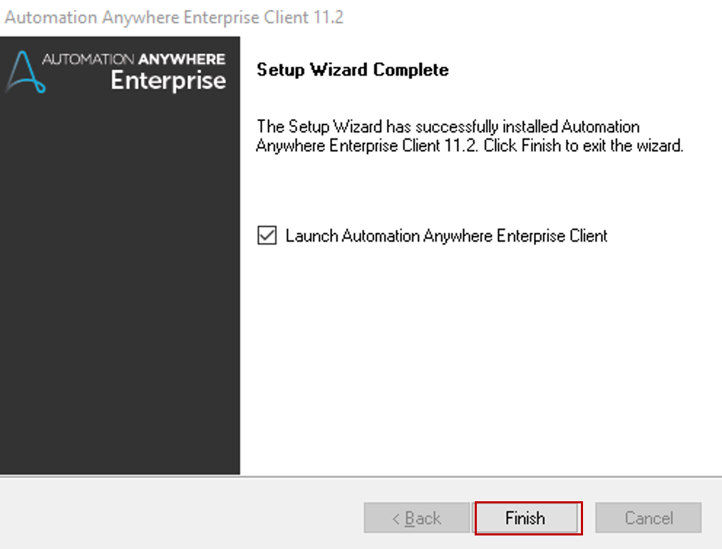 Finish Wizard - RPA Automation Anywhere - Edureka