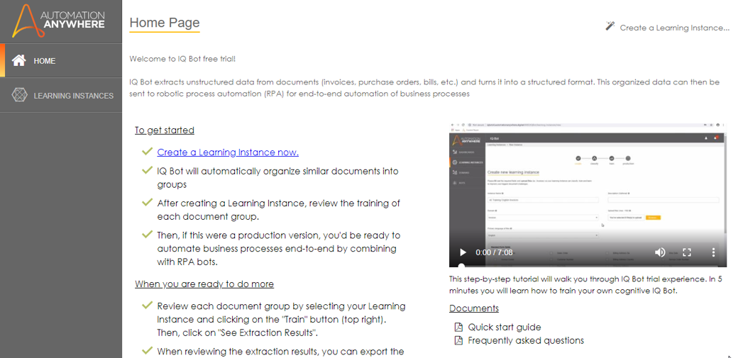 Home Page of IQ Bots - RPA Automation Anywhere - Edureka