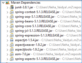 Maven dependencies - Spring AOP tutorial - Edureka