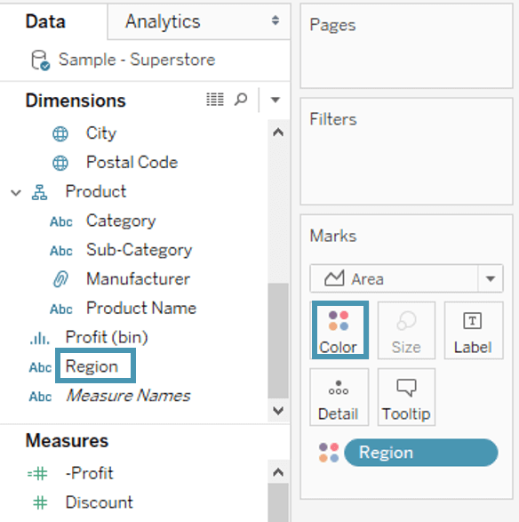 Area Chart Marks Card - Tableau Charts - Edureka