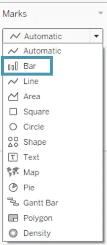 Marks Card Bar Tableau Charts