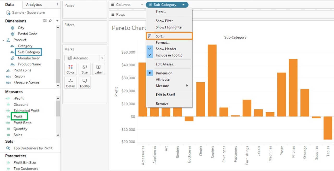 Pareto Chart 1 - Tableau Charts - Edureka