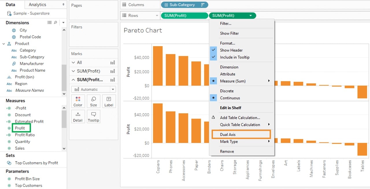 Pareto Chart - Tableau Charts - Edureka