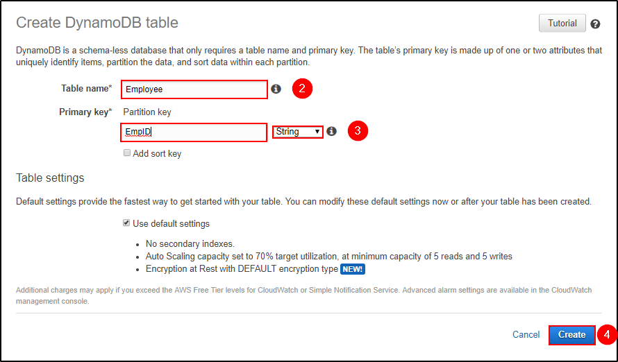 Create table - Amazon DynamoDB - Edureka