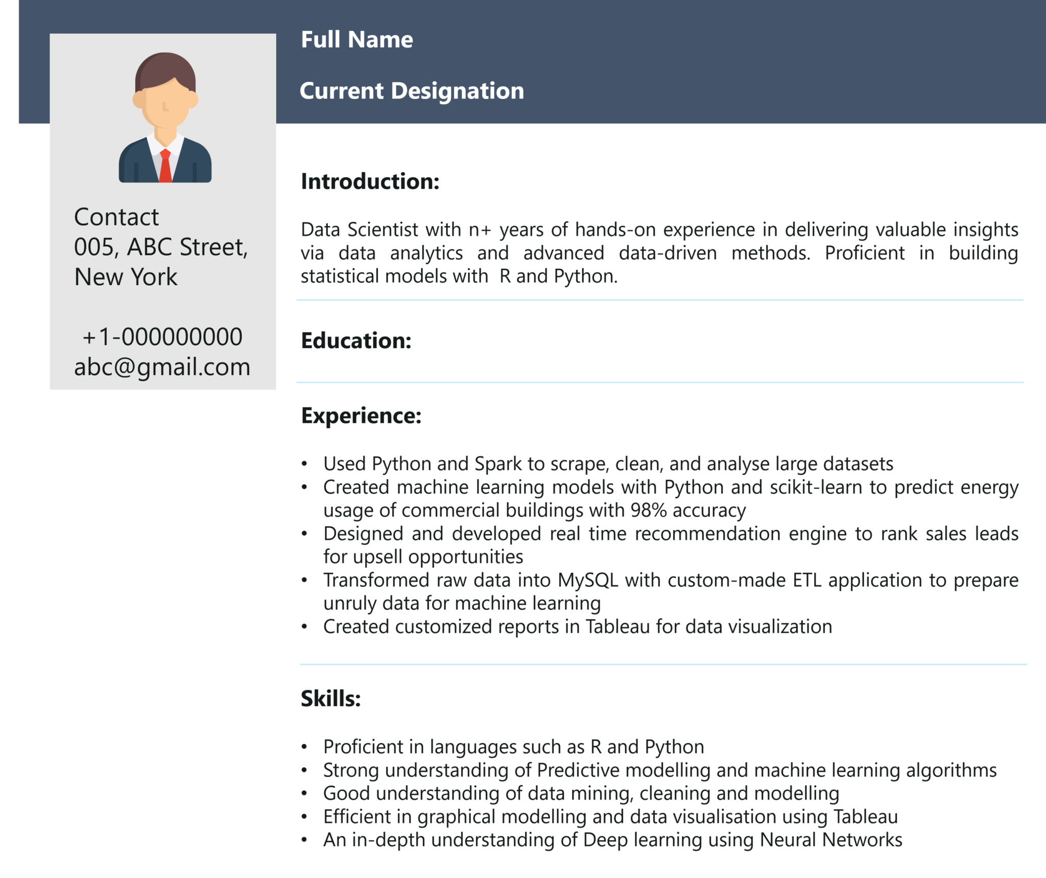 Data Scientist Resume Sample - Data Scientist Resume - Edureka