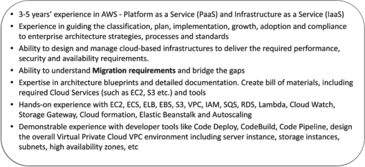 JD by IBM For AWS Solutions Architect