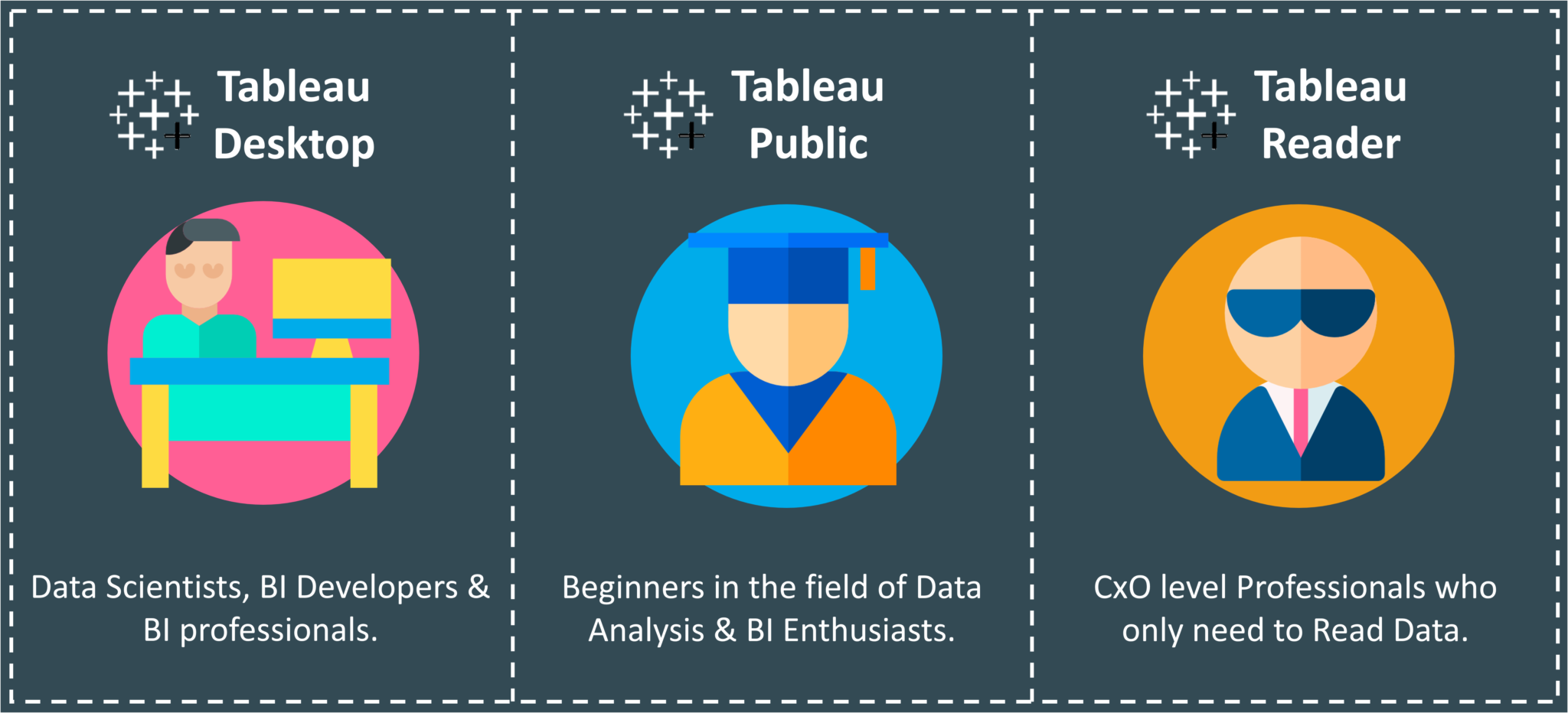 Target Demographic - Tableau Desktop vs Tableau Public vs Tableau Reader - Edureka