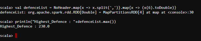 maximum Defence - RDD using Spark