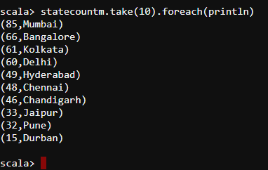 Take Action output-RDD using Spark