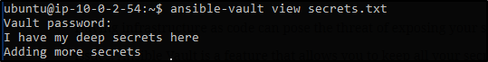 view output - Ansible Vault - Edureka