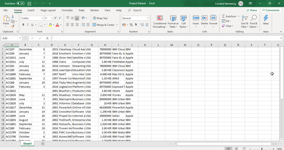 Output Dataset - RPA Projects - Edureka