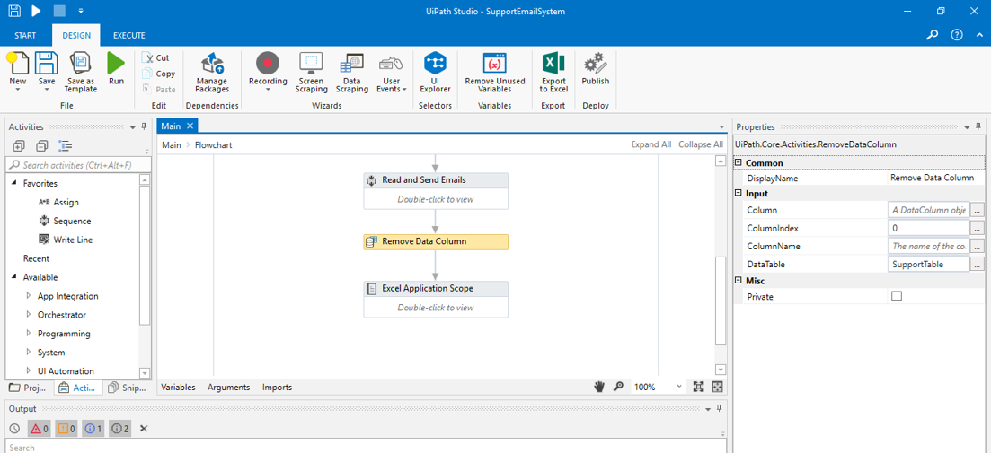 Remove Data Column - RPA Projects - Edureka