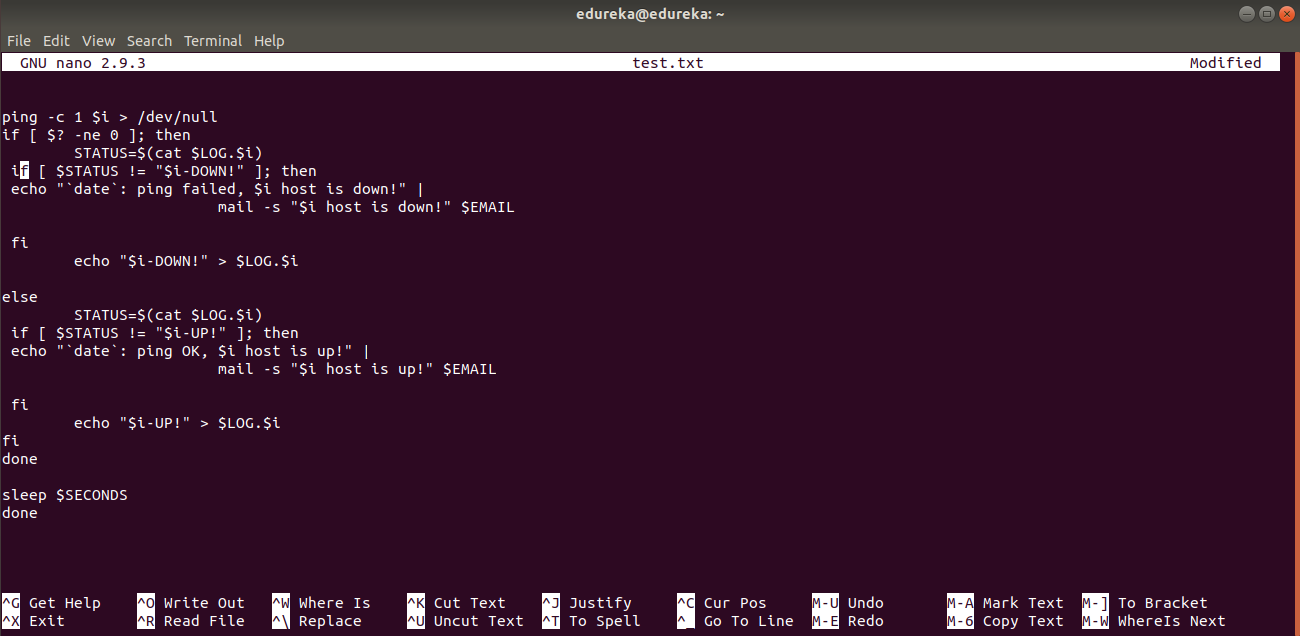nano editor - Linux Tutorial - Edureka