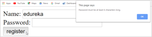 password field - javascript validation - edureka