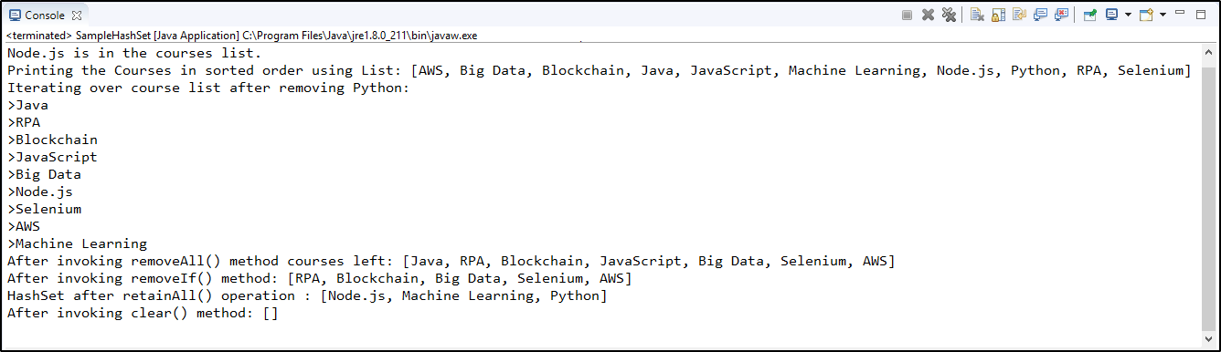 HashSet Output - HashSet in Java - Edureka