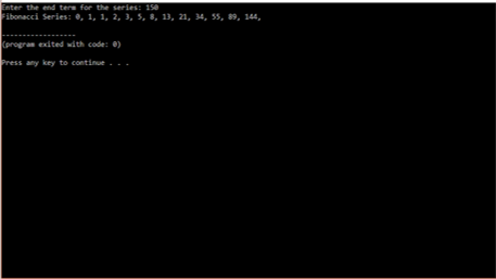 Output- Fibonacci series in C++- Edureka