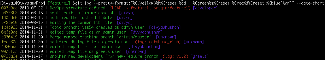 Command- Git log format history - Edureka