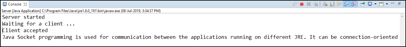 Server Side output 2 - Socket Programming in Java - Edureka