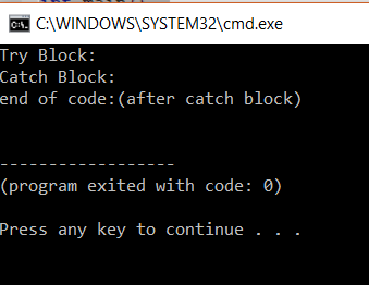 Output - Exception Handling In C++ - Edureka