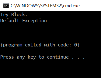 Output - Exception Handling In C++ - Edureka