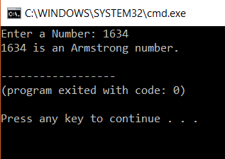 Output - Armstrong Number In C - Edureka