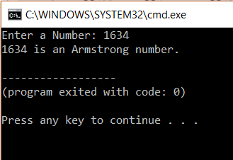 Output - Armstrong Number In C - Edureka