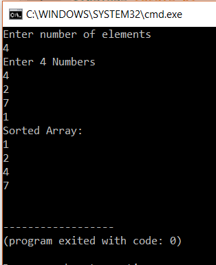 Output - Selection Sort In C - Edureka