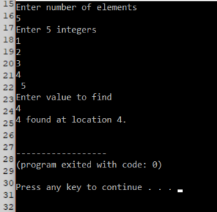 Output - Binary Search In C - Edureka