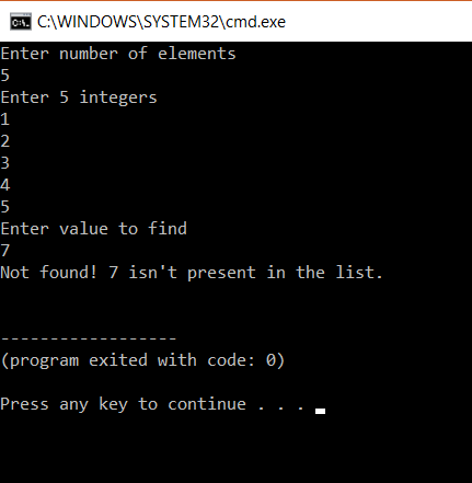 Output - Binary Search In C - Edureka