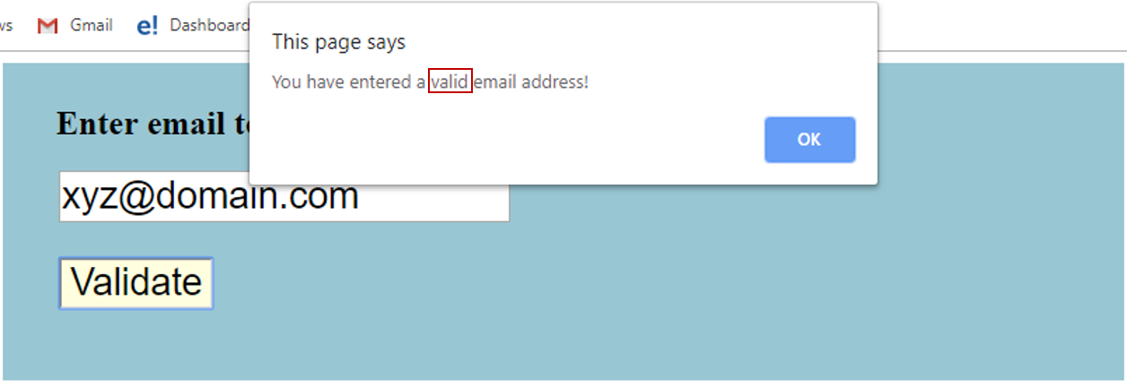 valid email - email validation in javascript - edureka