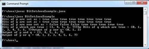 Output - Bitsets in Java - Edureka