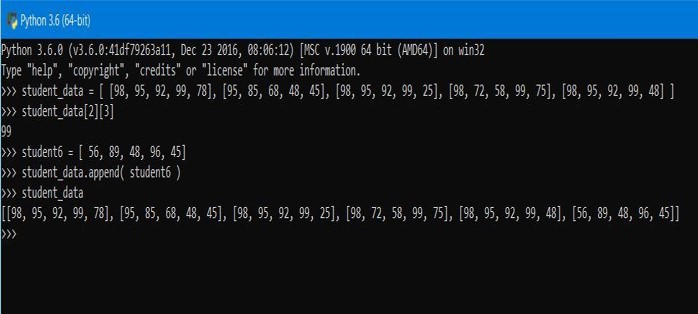 Output - 2D arrays in Python Edureka