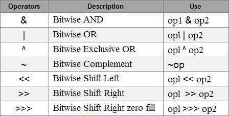 BITWISE OPERATORS IN JAVA