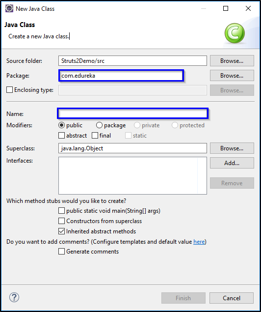 Class Creation - Struts 2 Tutorial - Edureka