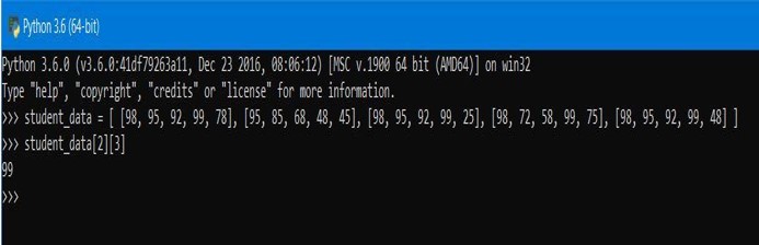 Output - 2D arrays in Python Edureka