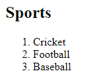 Ordered List in HTML