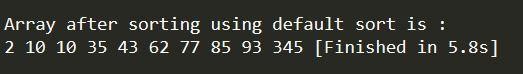 Output- Sort Function in C++- Edureka