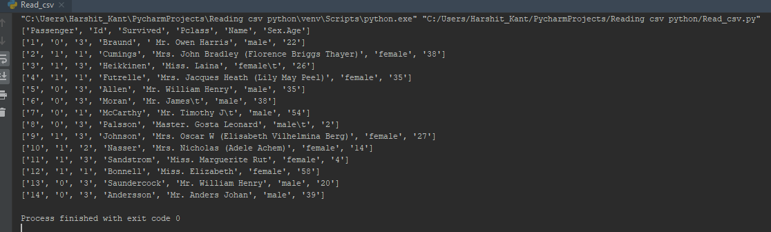 Read CSV file in Python