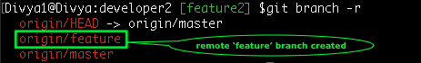 remote 'feature' branch created