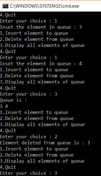 Sample code for Queue In C
