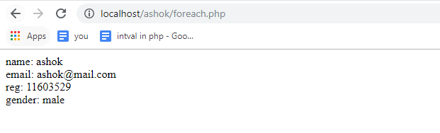Example- foreach loop php- Edureka