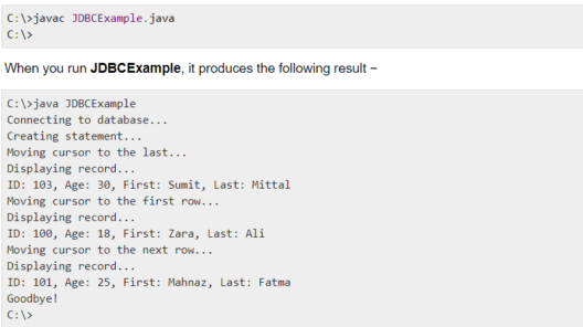 ResultSet Interface in Java